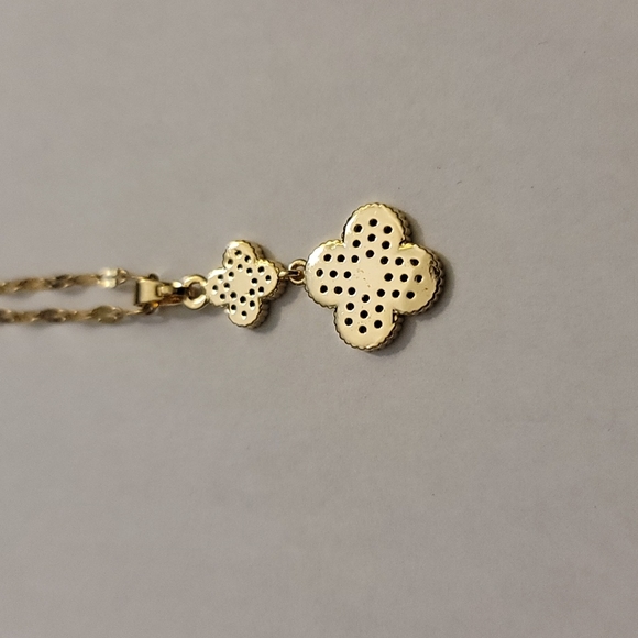 2 CLOVER DIAMOND GOLD SS NECKLACE 🍀 ☘️ - Picture 2 of 6